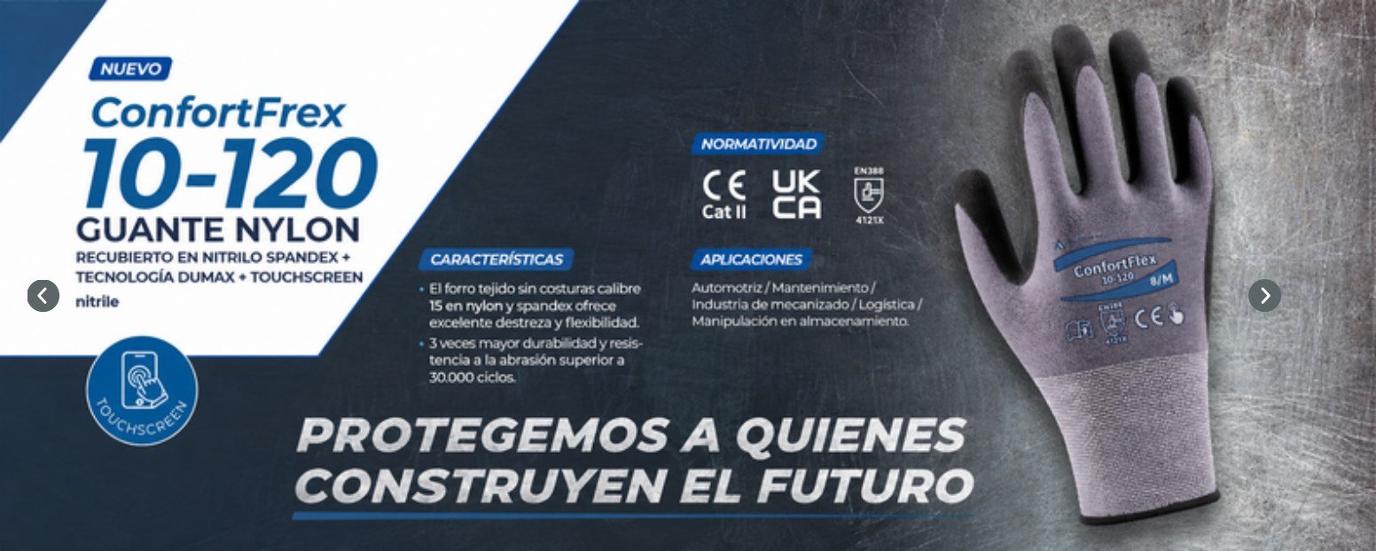 Guante ConfortFrex 10-120 Nylon con Nitrilo Dumax y Touchscreen — Protegemos a quienes construyen el futuro